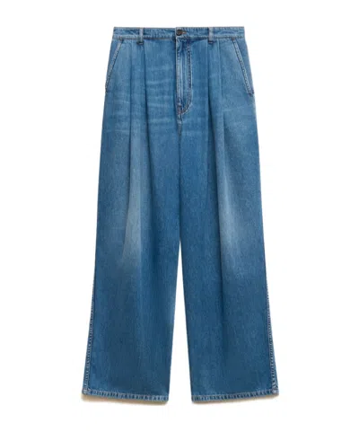 Marni Blue Denim Trousers With Double Pleats