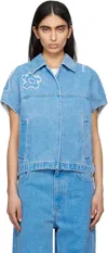 Marni Blue Dilies Patch Denim Vest In Pcb44 Cobalt