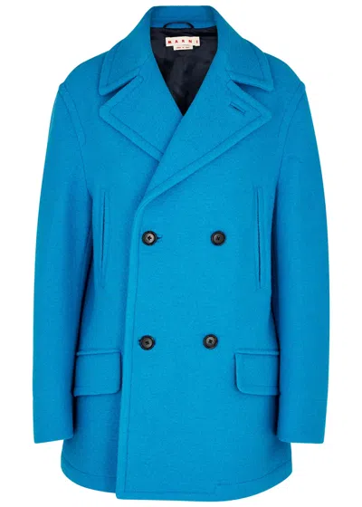 Marni Blue Double-breasted Wool Peacoat