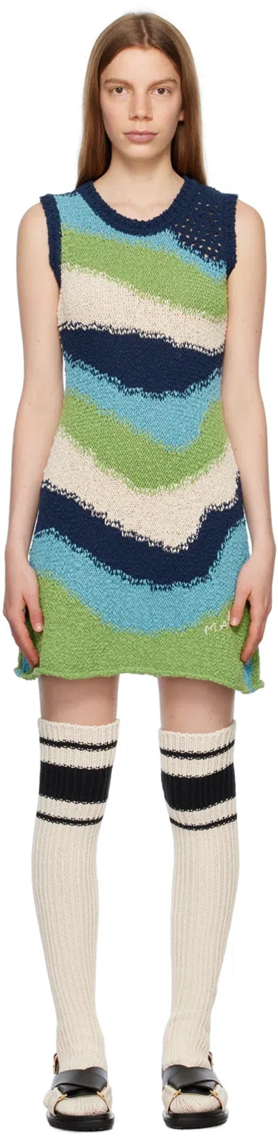 Marni Blue Embroidered Dress In Web39 Powder Blue