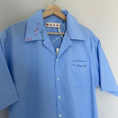 Pre-owned Marni Blue Embroidered Shirt