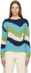 Marni Backless Wave-intarsia Cotton Sweater In Web39 Powder Blue