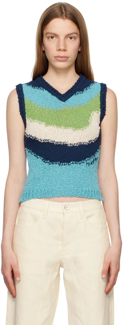 Marni Blue Embroidered Vest In Web39 Powder Blue