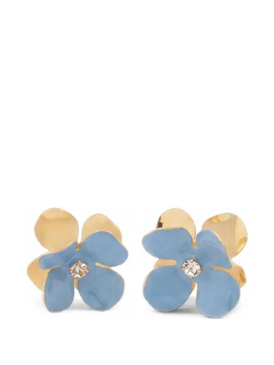Marni Blue Enamel Daisy Stud Earrings In Multi