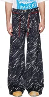 Marni Blue Flocked Denim Flared Jeans In Crb82 Midnight