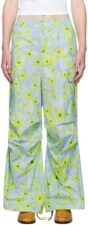 Marni Blue Floral Cargo Pants In Pab24 Aquamarine