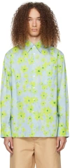 Marni Blue Floral Shirt In Pab24 Aquamarine