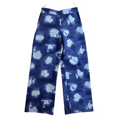 Pre-owned Marni Blue Flower Pants, Size 42