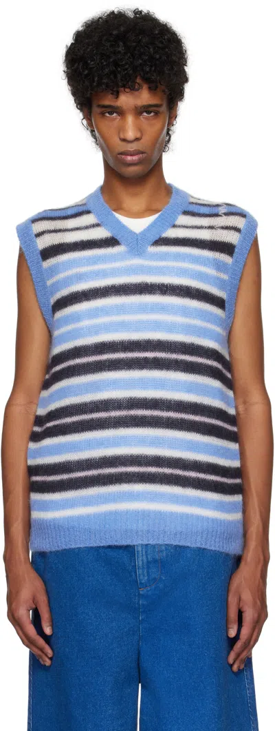 MARNI BLUE FUZZY WUZZY STRIPED VEST