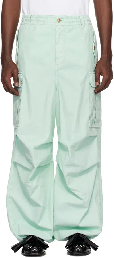 Marni Blue Garment-dyed Denim Cargo Pants In Fdb24 Aquamarine