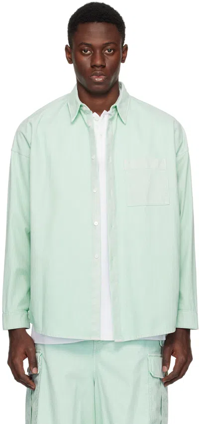 Marni Blue Garment-dyed Denim Shirt In Fdb24 Aquamarine