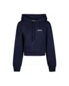 Marni Cropped Hoodie In Deep Navy With Distinctive Patch In Blue