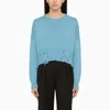 MARNI BLUE JERSEY WITH WEAR DETAILS