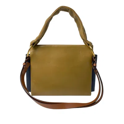 Pre-owned Marni Blue Khaki Leather Handbag Shoulder Bag () In Blue, Khaki