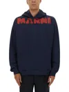 Marni Sweatshirt With Maxi Logo Print In Blue