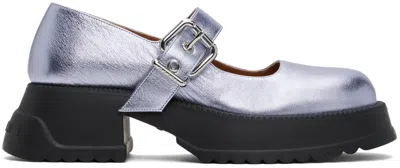 MARNI BLUE LEATHER MARY JANE PLATFORM LOAFERS