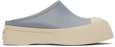 Marni Blue Leather Pablo Sabot Slippers In 00n34 Dolphin