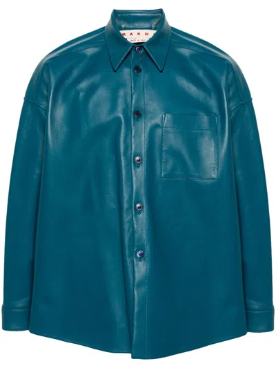 Marni Blue Leather Shirt