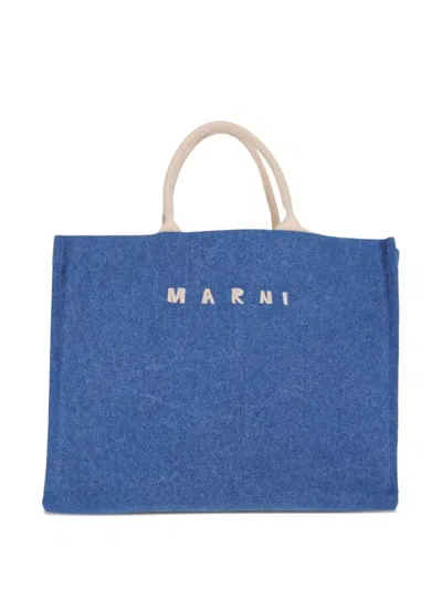 MARNI WOMEN BLUE LOGO LARGE TOTE, ONESIZE LUXURY TOTES FOR WOMEN DARVEYS