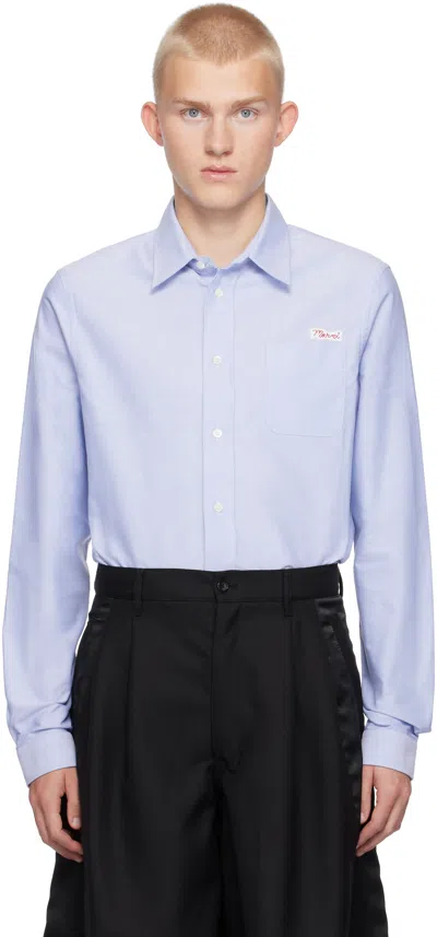 Marni Blue Logo Patch Shirt In 00b51 Sapphire