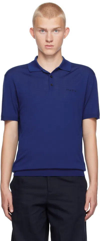 Marni Blue Logo Polo In 00b59 Bluette