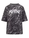 Marni Scribble Logo Jersey T-shirt In Black