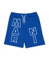 Marni Blue Logo Velvet Shorts In Blue