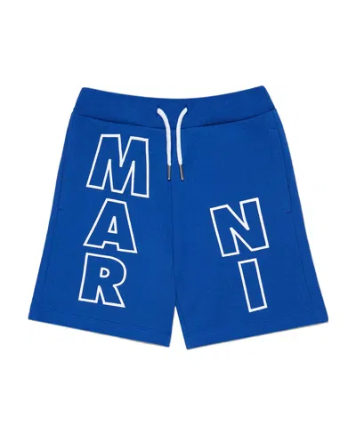 Marni Blue Logo Velvet Shorts