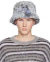 Marni Blue Long-hair Jacquard Bucket Hat In Jqn42 Antique Silver
