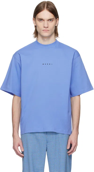 MARNI BLUE MINI LOGO 'MARNI' T-SHIRT