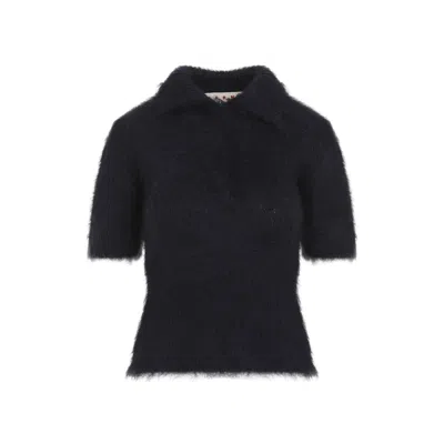 MARNI BLUE MOHAIR POLO