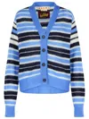 Marni Mohair Blend Striped V-neck Cardigan In Blue