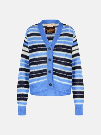 Marni Blue Mohair Wool Blend Cardigan