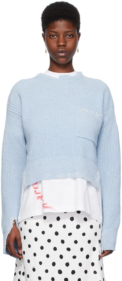 Marni Blue Mouliné Sweater In 00b20 Illusion Blue