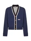 Marni Contrasting-trim Cardigan In Blue