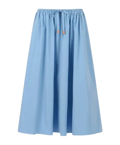 Marni Drawstring Gathered Midi Skirt In Blue