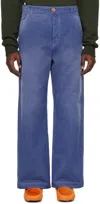 MARNI BLUE OVERDYED TROUSERS
