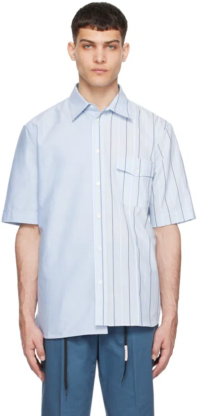 Marni Blue Paneled Shirt In Stb24 Aquamarine