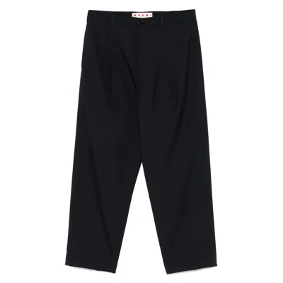 Marni Trousers With Pleated Design And Pockets In Blue