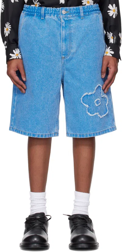 MARNI BLUE PATCH DENIM SHORTS