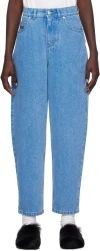 Marni Low Slung Curved-leg Ankle Denim Carrot Trousers In Bdb44 Cobalt