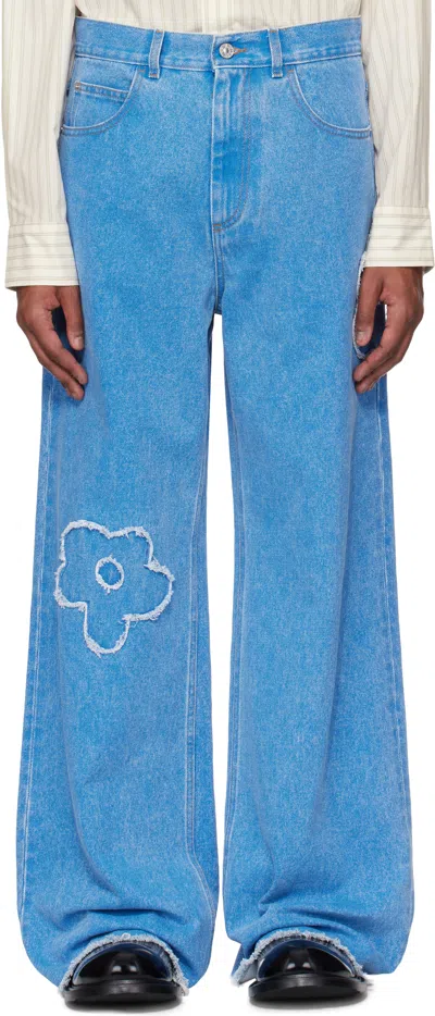 Marni Blue Patch Mid Rise Jeans In Pcb44 Cobalt