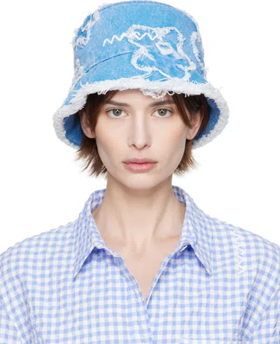 Marni Blue Patched Denim Bucket Hat In Pcb44 Cobalt