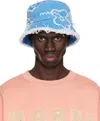 Marni Light Blue Denim Bucket Hat With Dillies Patch Details In Pcb44 Cobalt