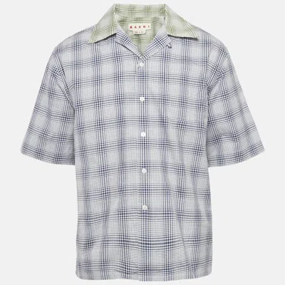 Pre-owned Marni Blue Plaid Cotton Short Sleeve Shirt M