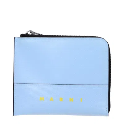 Marni Blue Polyethylene Wallet In Brown