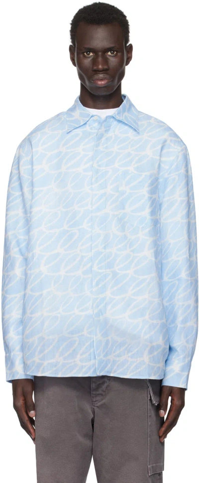 Marni Blue Scribble Motif Shirt In Ecb53 Blue Sodalite