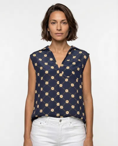 Marni Floral-print Sleeveless Shirt In Blue