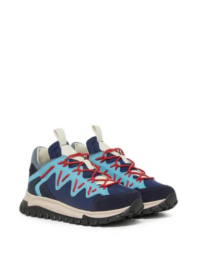 Marni Kids' Blue Sneakers In Leather And Technical Fabric In Multi