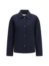Marni Blue Solid Shirt Collar Jacket In Blue